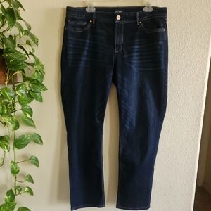 WHBM Straight Leg Cropped Dark Jeans